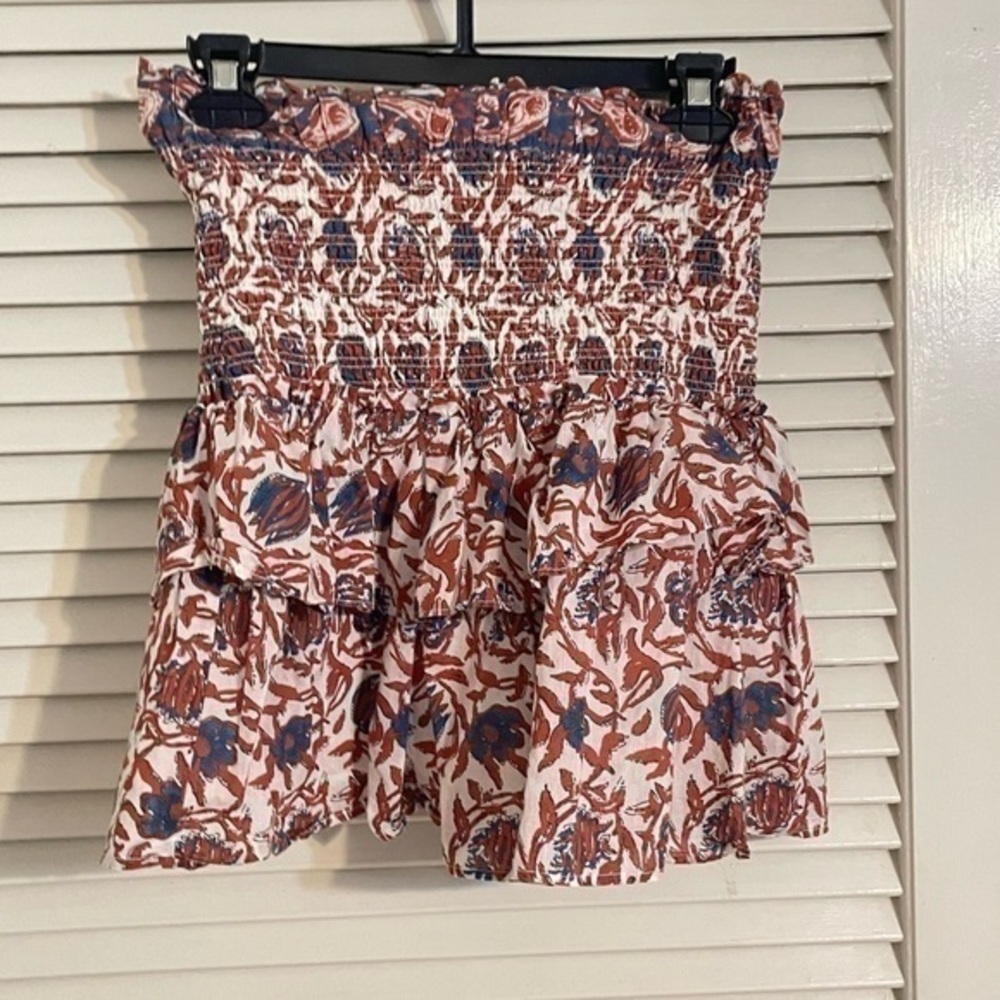 House of Harlow 1960 Size Small Marble Rust Smocking Tiered Mini Skirt